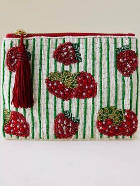 Strawberry Beaded Pouch - NWOT - SOLD OUT ONLINE